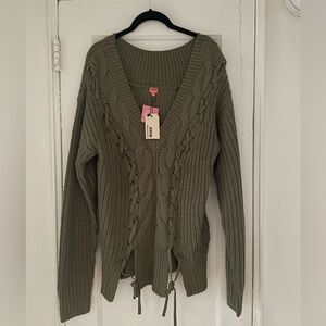 V Neck Olive Green Sweater NWT
